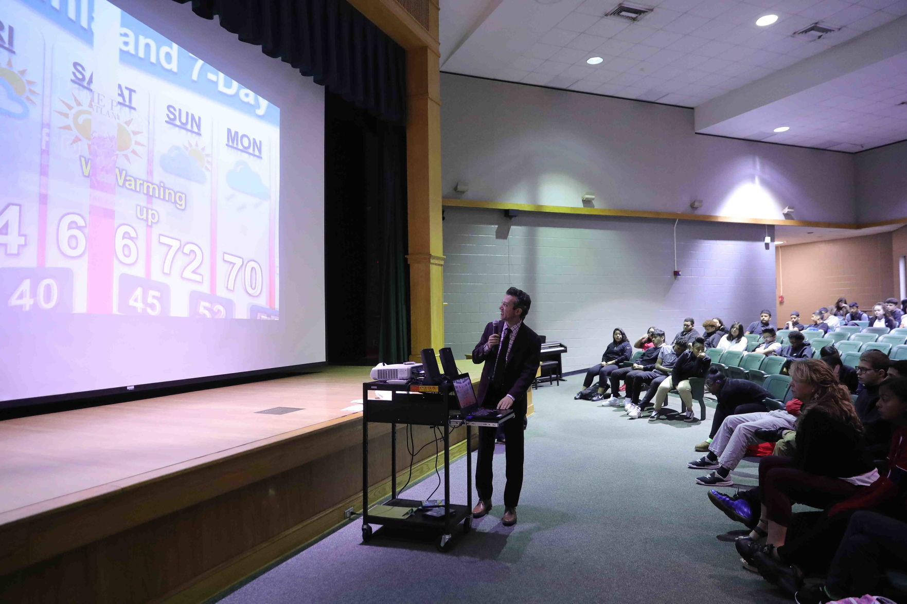 Meteorologist Joe Martucci at Vineland High School
